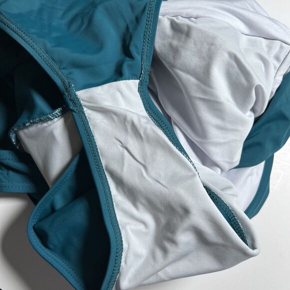 Bloomchic Swimsuit Women’s 2X Cross Wrap Sculpt Waist One Piece Teal - Picture 9 of 13